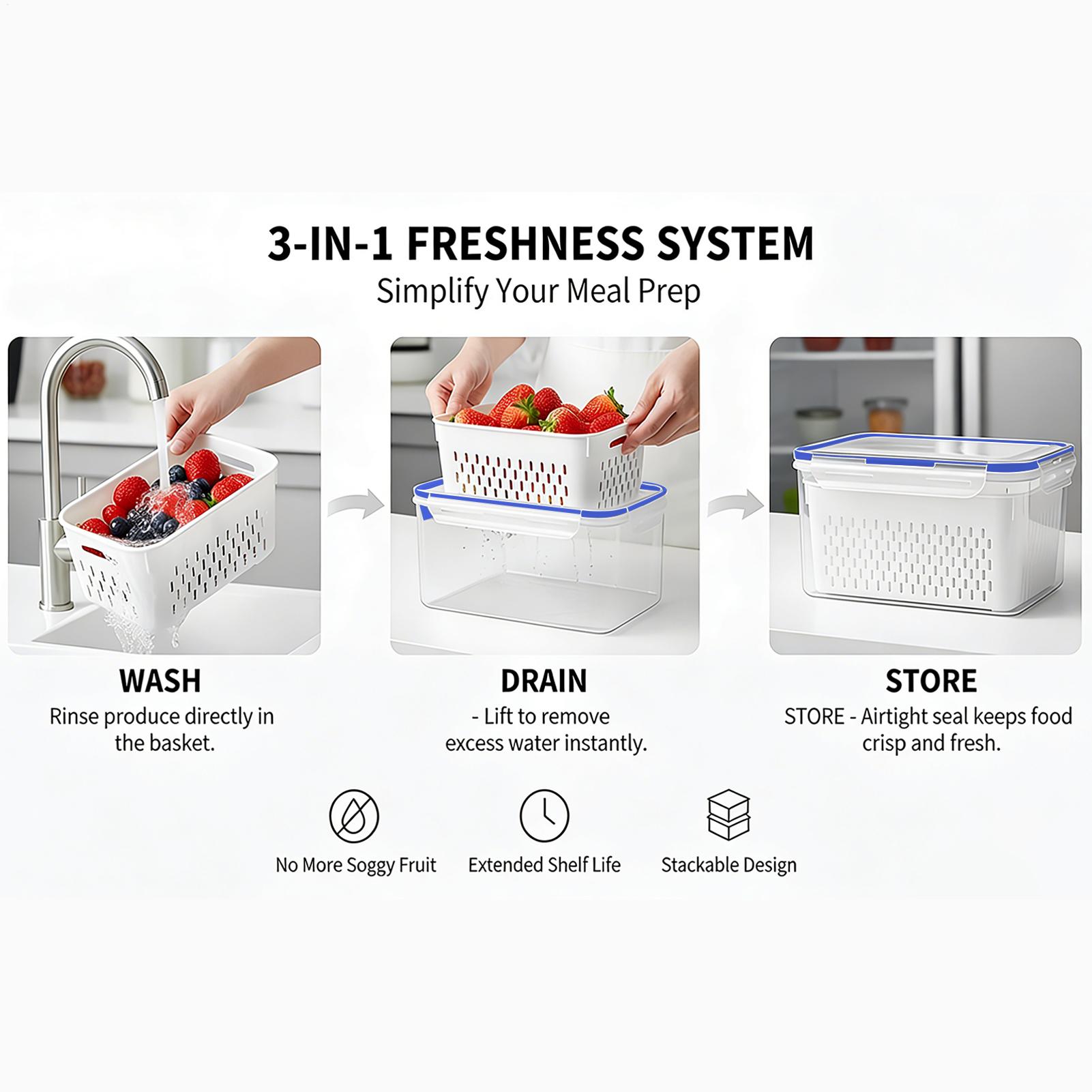 Food Storage With Colander - Pojemnik na żywność 4 w 1,