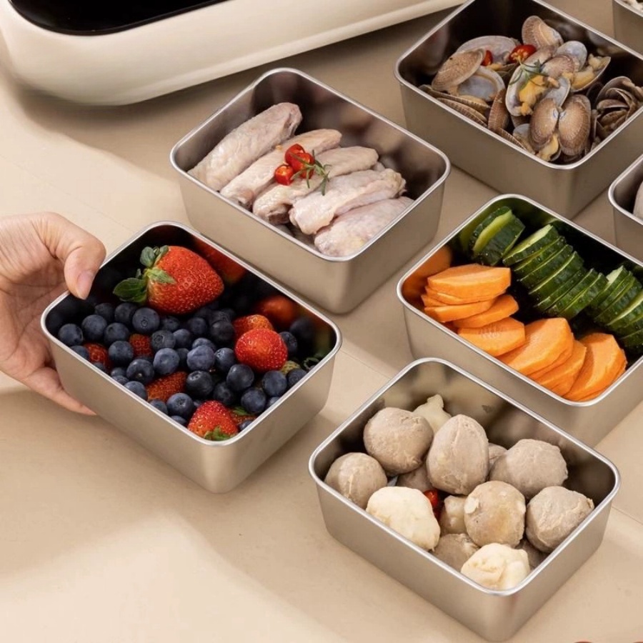 Food Storage Box Stainless Steel - 1-2-3-częściowy prostokątny pojemnik na żywność ze