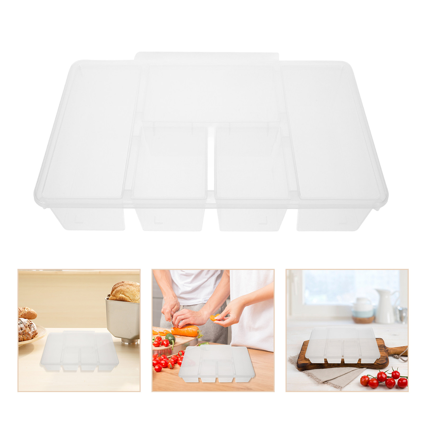 Food Storage Boxes With Lids - 5-komorowy pojemnik na warzywa, szczelny organizer