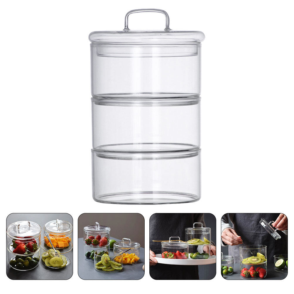 Food Storage Jars & Containers - 1 Zestaw Przezroczystych Szklanych Misek do
