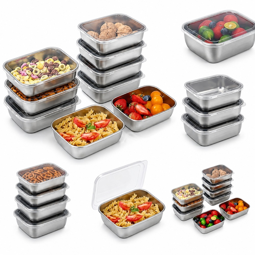 Food Storage Box Stainless Steel - 6 SZT. Pojemników na żywność ze