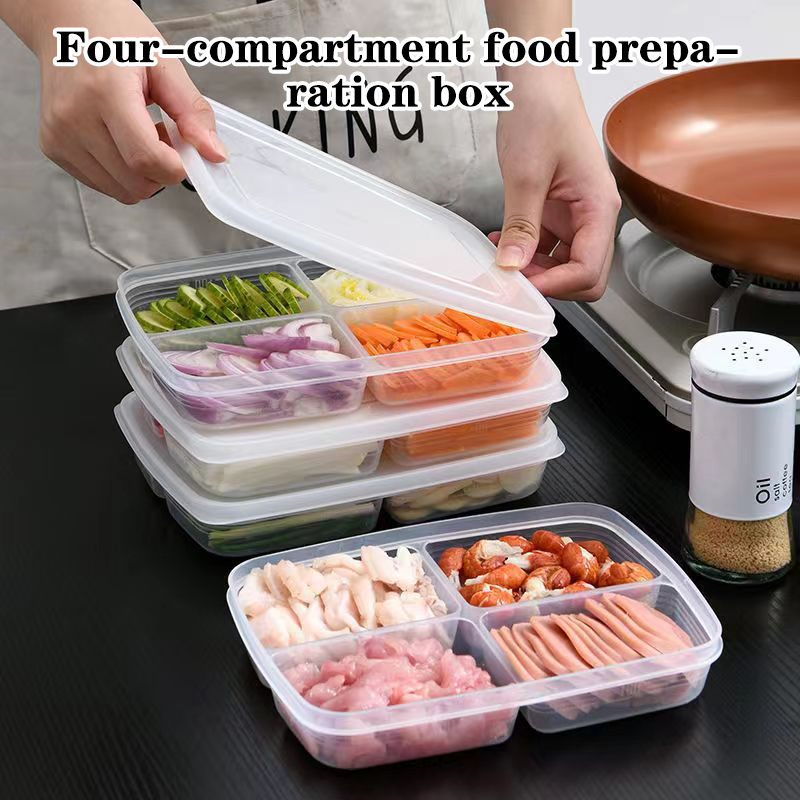 Food Storage Freezer - Nowy【4-przegródkowy plastikowy pojemnik do przechowywania, przenośny