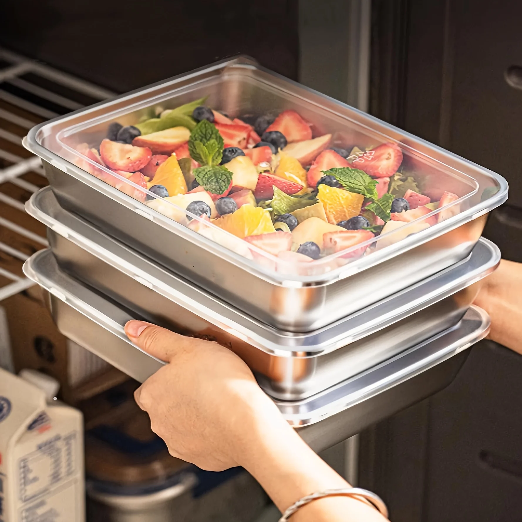 Food Storage Box Stainless Steel - 3 szt. Pojemniki na żywność i