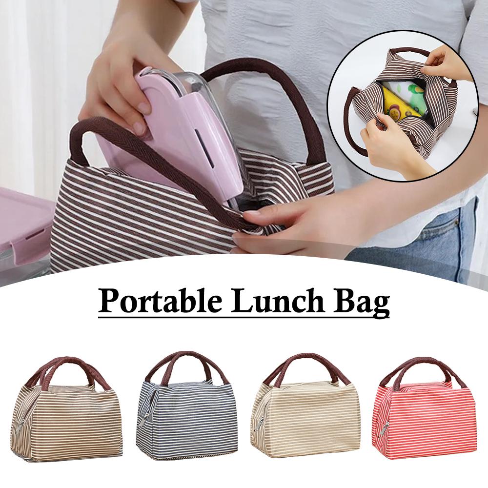 Torba na lunch w paski dla kob – Food Storage Thermos recenzja i cena